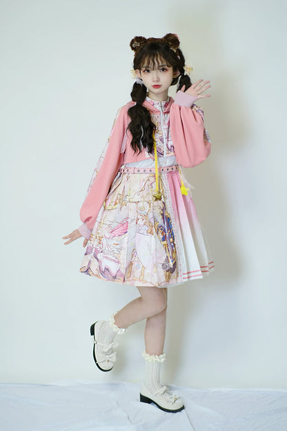 Lolita JSK Dress - Beginning Of Sun And Moon Series, Pink, Printed, Sweet Style - additional product view 2