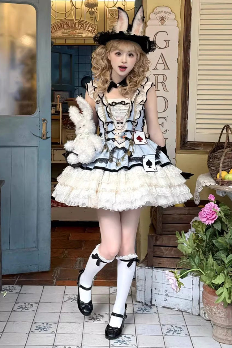 Lolita JSK Dress - Binky Bunny Magic, 2 Colors, Square Collar, Lace Trim, Ruffled - additional product view 2