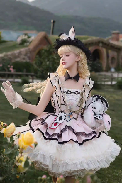 Lolita JSK Dress - Binky Bunny Magic, 2 Colors, Square Collar, Lace Trim, Ruffled - additional product view 3