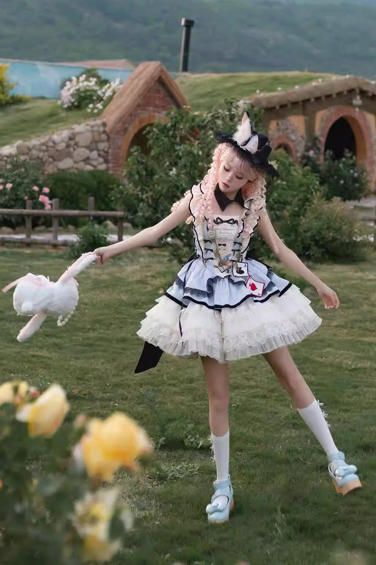 Lolita JSK Dress - Binky Bunny Magic, 2 Colors, Square Collar, Lace Trim, Ruffled - additional product view 10