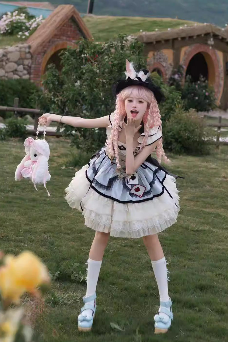 Lolita JSK Dress - Binky Bunny Magic, 2 Colors, Square Collar, Lace Trim, Ruffled - additional product view 11