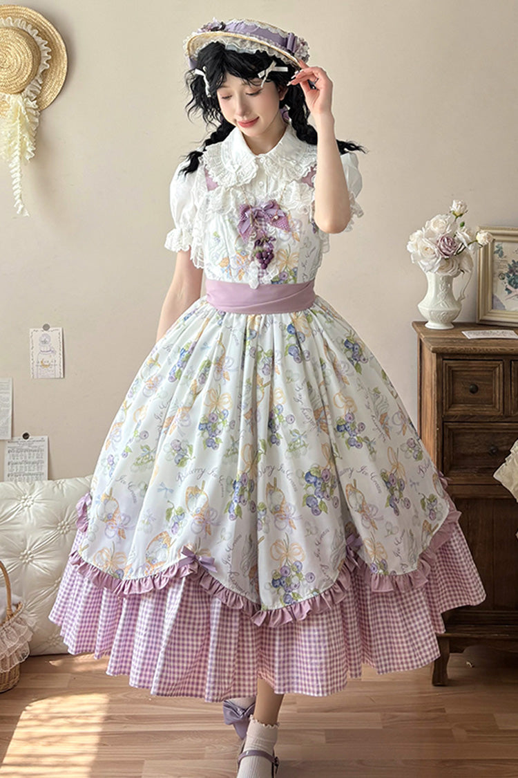 Lolita JSK Dress - Blueberry Early Summer, 2 Colors, Printed, Sweet Style, Bow Detail - additional product view 6