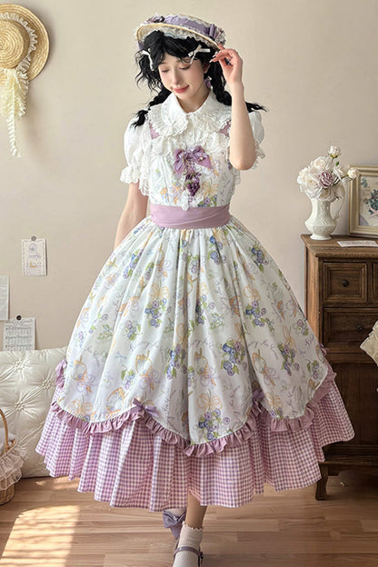Lolita JSK Dress - Blueberry Early Summer, 2 Colors, Printed, Sweet Style, Bow Detail - additional product view 6