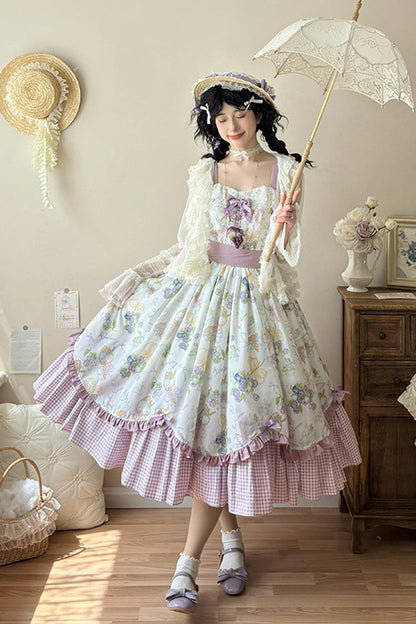 Lolita JSK Dress - Blueberry Early Summer, 2 Colors, Printed, Sweet Style, Bow Detail - additional product view 7