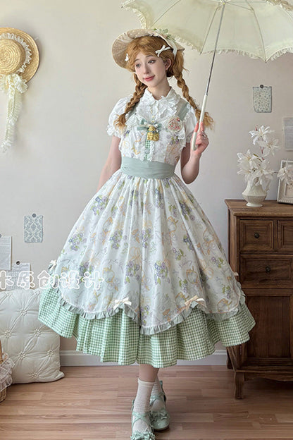Lolita JSK Dress - Blueberry Early Summer, 2 Colors, Printed, Sweet Style, Bow Detail - additional product view 9