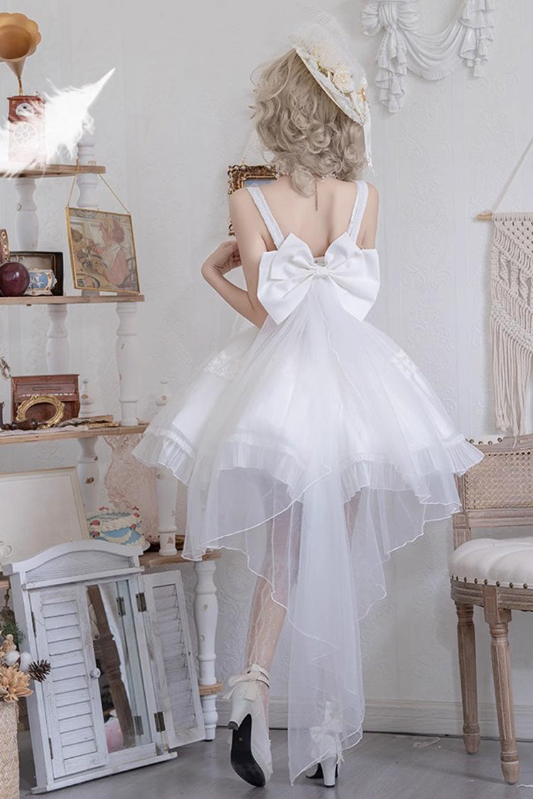 Lolita JSK Dress - Bright Moonlight, White, Lace Trim, Ruffled, Lace-Up - additional product view 3
