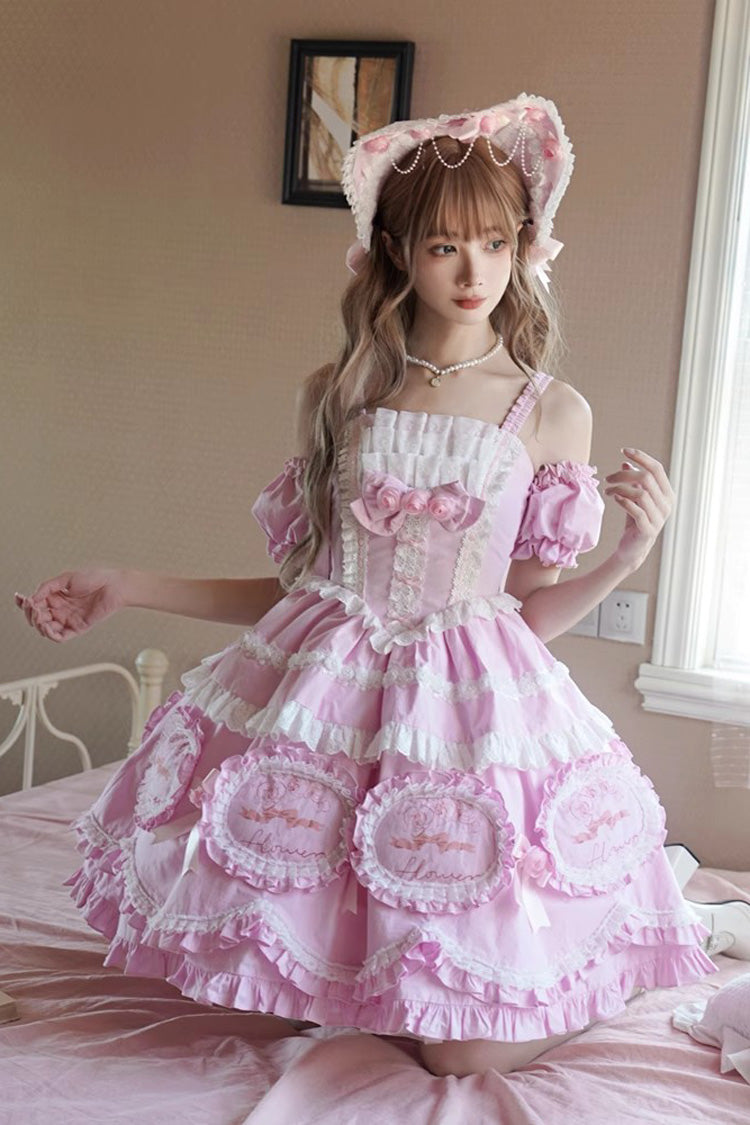 Lolita JSK Dress - Butterfly Dream, Pink, Printed, Layered, Sweet Style - additional product view 2
