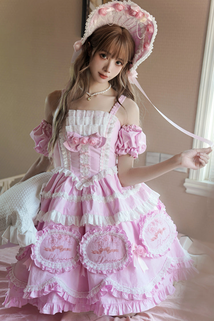 Lolita JSK Dress - Butterfly Dream, Pink, Printed, Layered, Sweet Style - additional product view 5