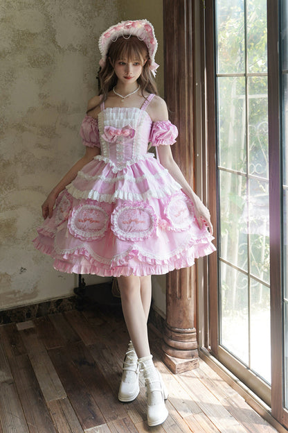 Lolita JSK Dress - Butterfly Dream, Pink, Printed, Layered, Sweet Style - additional product view 8