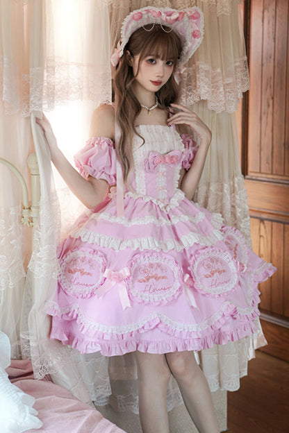 Lolita JSK Dress - Butterfly Dream, Pink, Printed, Layered, Sweet Style - additional product view 9