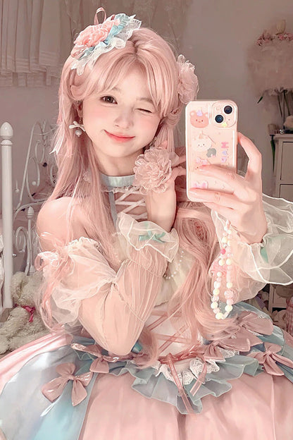 Lolita JSK Dress - Camellia Covenant, 2 Colors, Ruffled, Lace-Up, Halterneck - additional product view 3