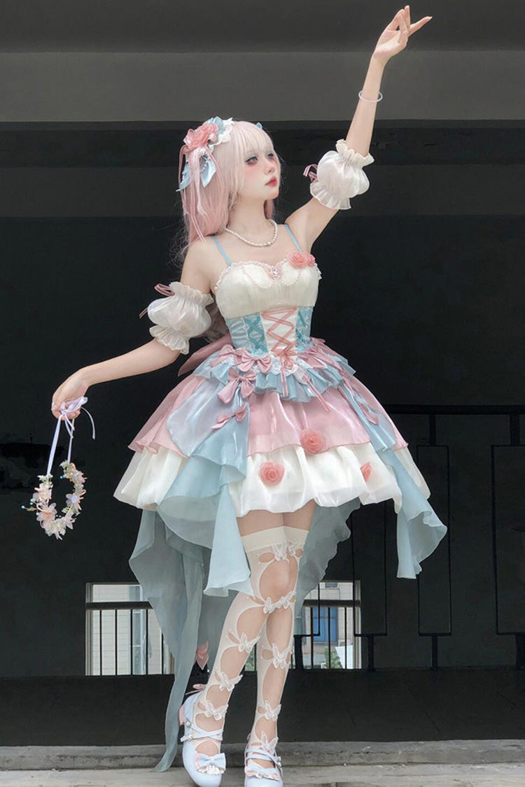 Lolita JSK Dress - Camellia Covenant, 2 Colors, Ruffled, Lace-Up, Halterneck - additional product view 7