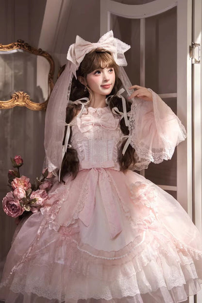 Lolita JSK Dress - Candy Flavor, Pink, Square Collar, Ruffled, Sweet Style - additional product view 2