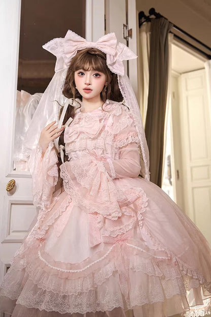 Lolita JSK Dress - Candy Flavor, Pink, Square Collar, Ruffled, Sweet Style - additional product view 3
