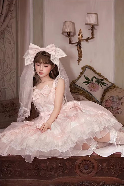 Lolita JSK Dress - Candy Flavor, Pink, Square Collar, Ruffled, Sweet Style - additional product view 4