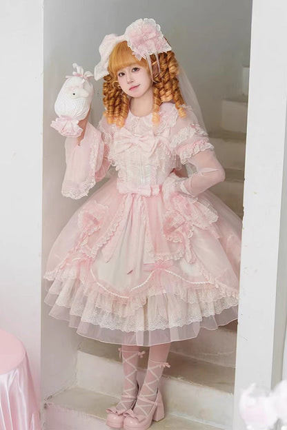Lolita JSK Dress - Candy Flavor, Pink, Square Collar, Ruffled, Sweet Style - additional product view 8