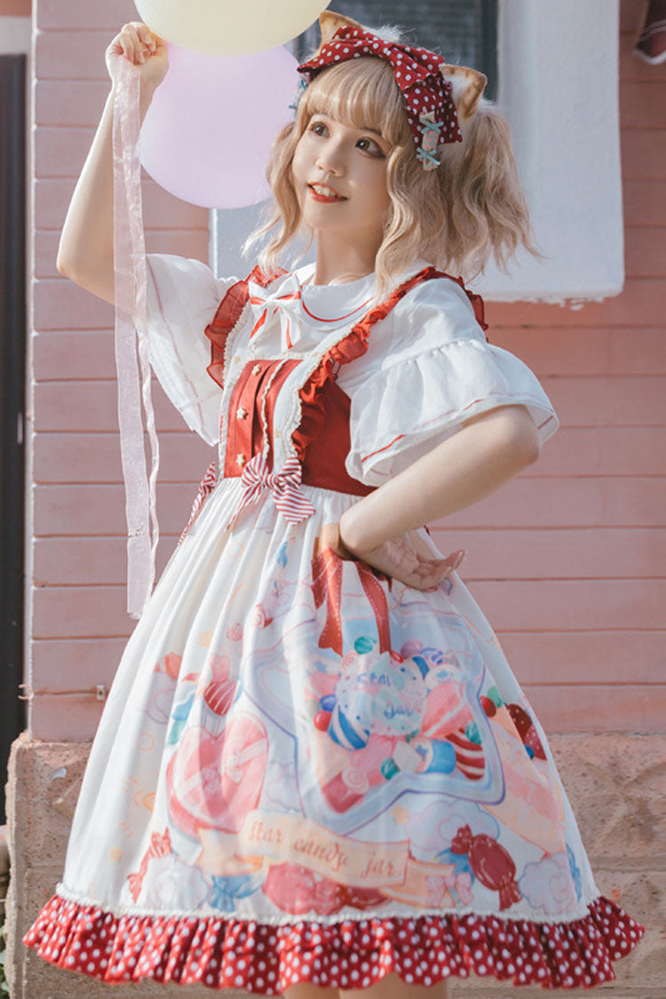 Lolita JSK Dress - Candy Gift Polka Point Print, 2 Colors, Sweet Style, Printed - additional product view 3