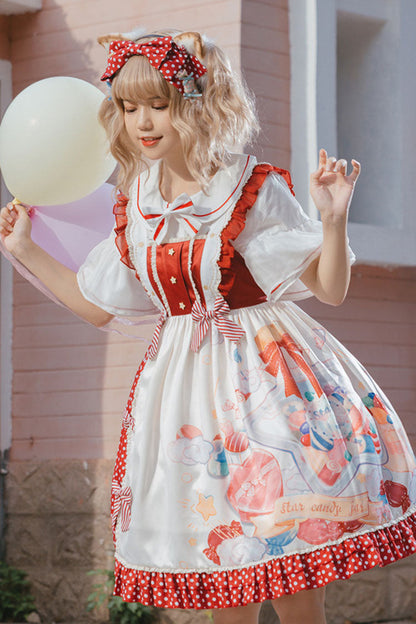 Lolita JSK Dress - Candy Gift Polka Point Print, 2 Colors, Sweet Style, Printed - additional product view 6