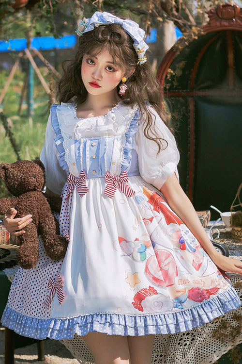 Lolita JSK Dress - Candy Jar Print, 2 Colors, Ruffled, Printed, Sweet Style - additional product view 2