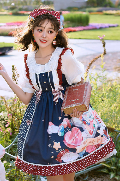 Lolita JSK Dress - Candy Jar Print, 2 Colors, Ruffled, Printed, Sweet Style - additional product view 5