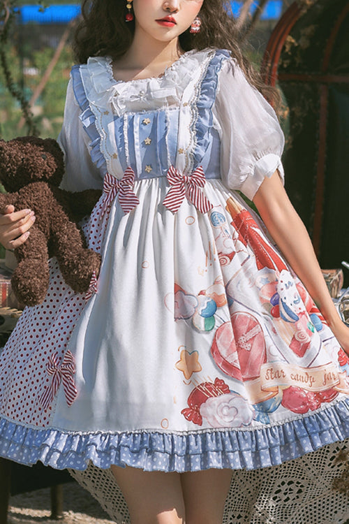 Lolita JSK Dress - Candy Jar Print, 2 Colors, Ruffled, Printed, Sweet Style - main product image
