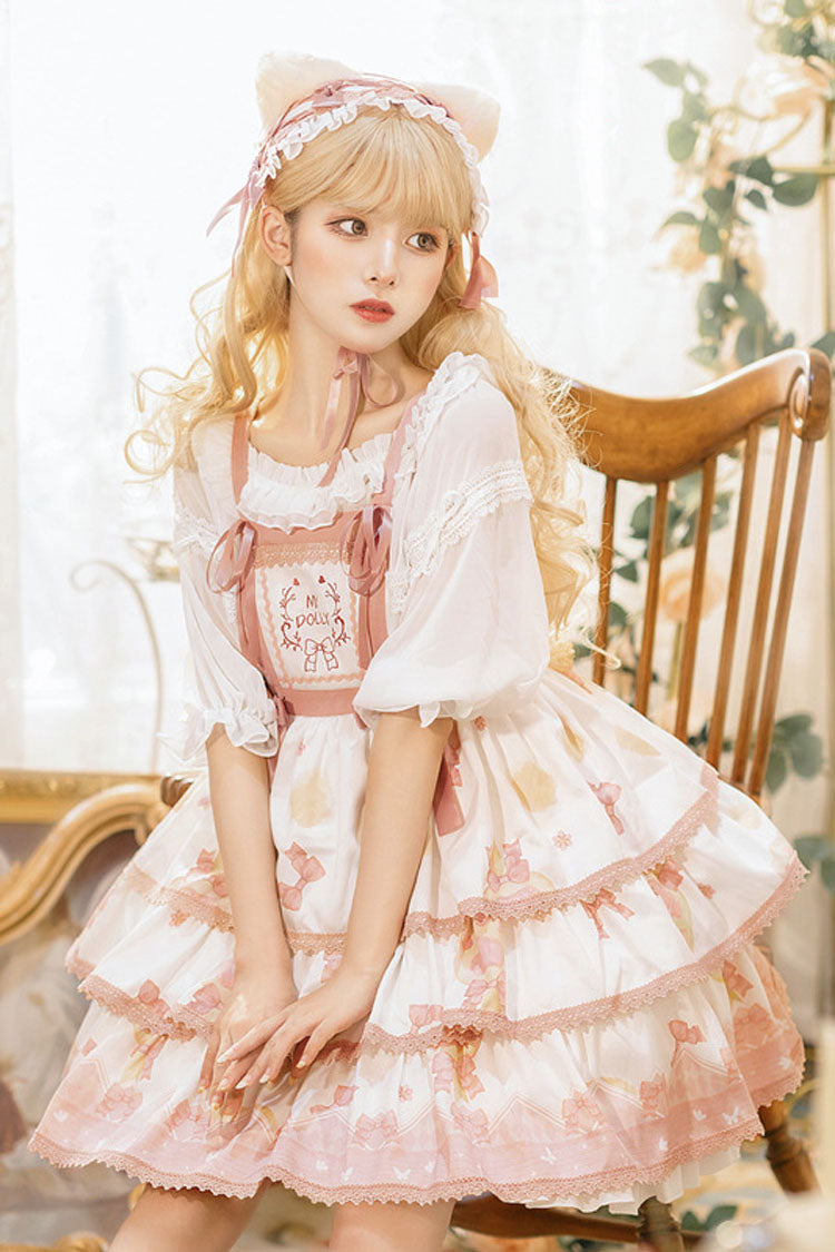 Lolita JSK Dress - Candy, White, Printed, Sweet Style, Bow Detail - additional product view 2