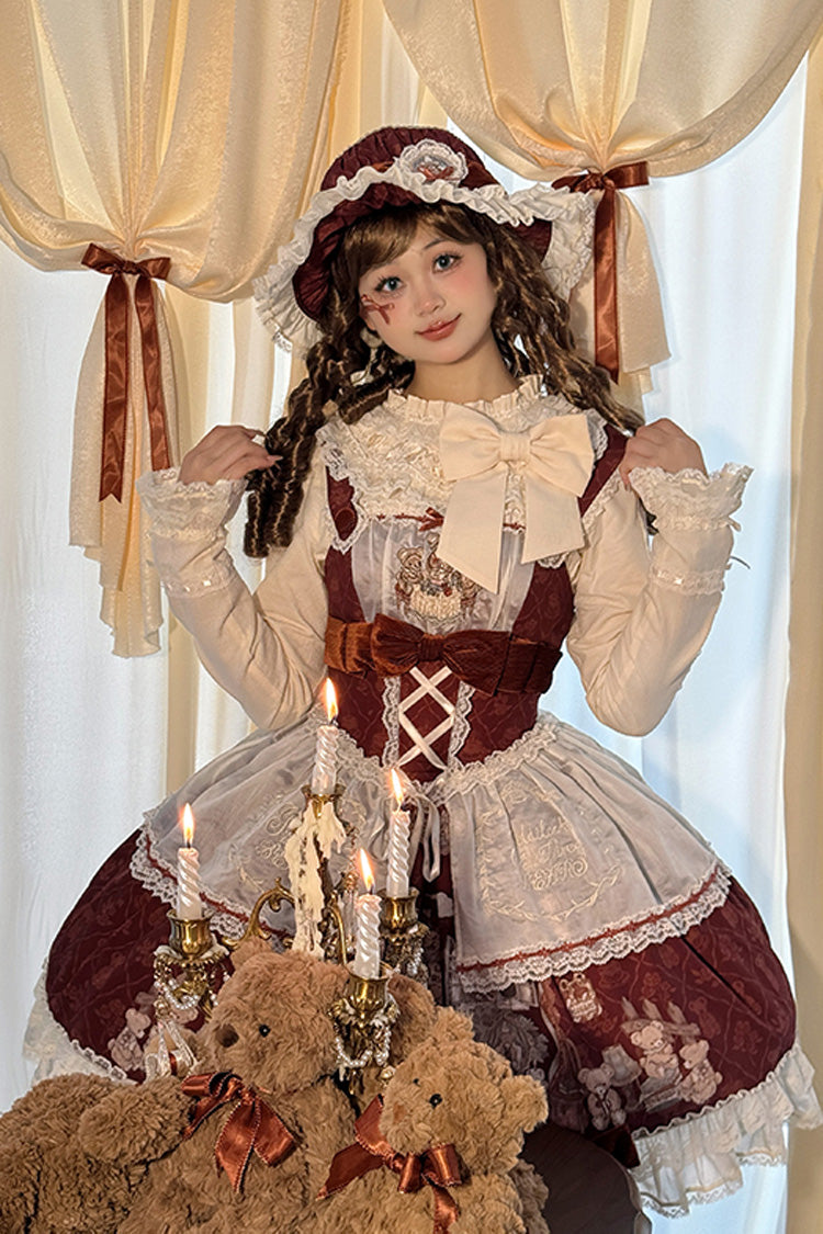 Lolita JSK Dress - Castle Bear, 4 Colors, Printed, Sweet Style, Bow Detail - additional product view 2