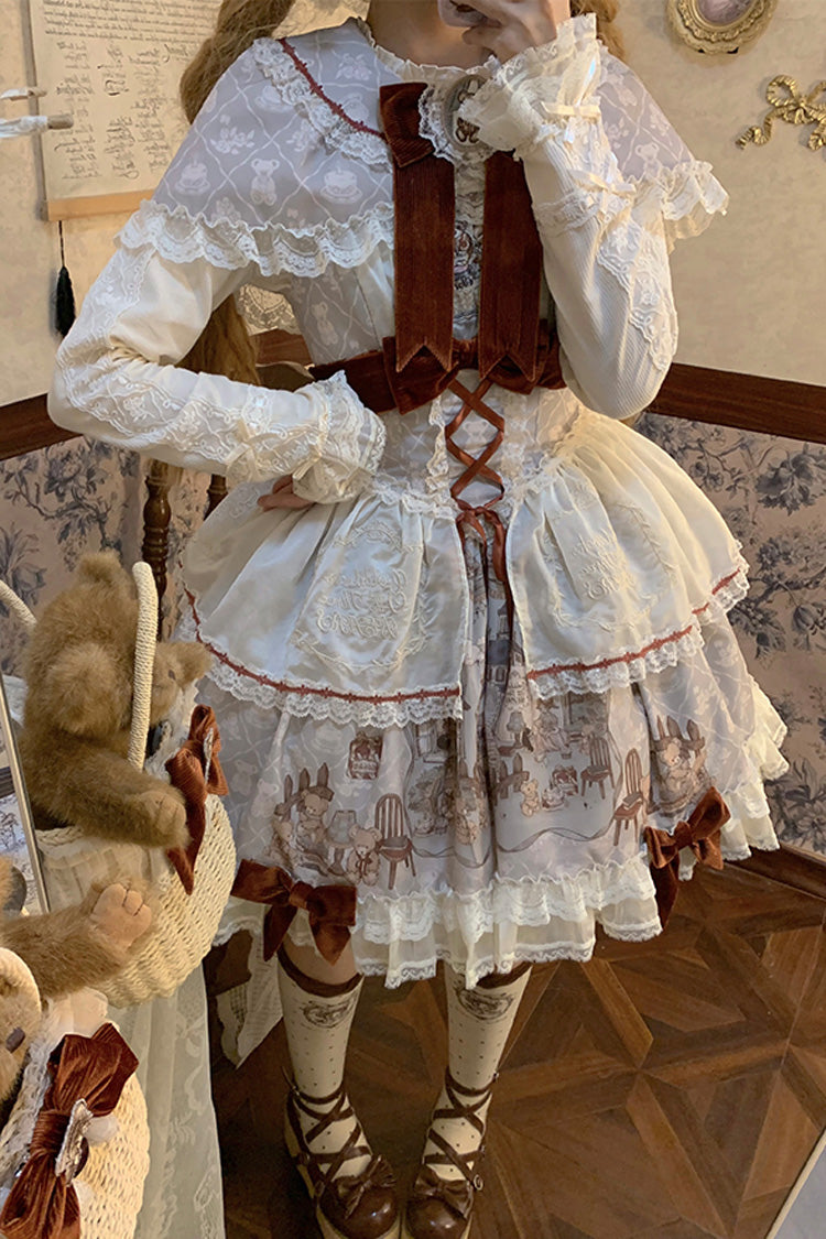 Lolita JSK Dress - Castle Bear, 4 Colors, Printed, Sweet Style, Bow Detail - additional product view 8