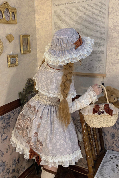 Lolita JSK Dress - Castle Bear, 4 Colors, Printed, Sweet Style, Bow Detail - additional product view 9