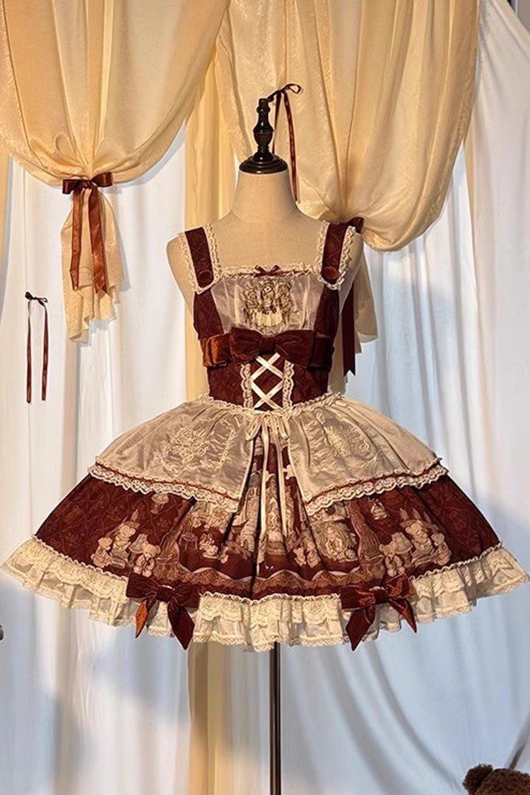 Lolita JSK Dress - Castle Bear, 4 Colors, Printed, Sweet Style, Bow Detail - additional product view 10
