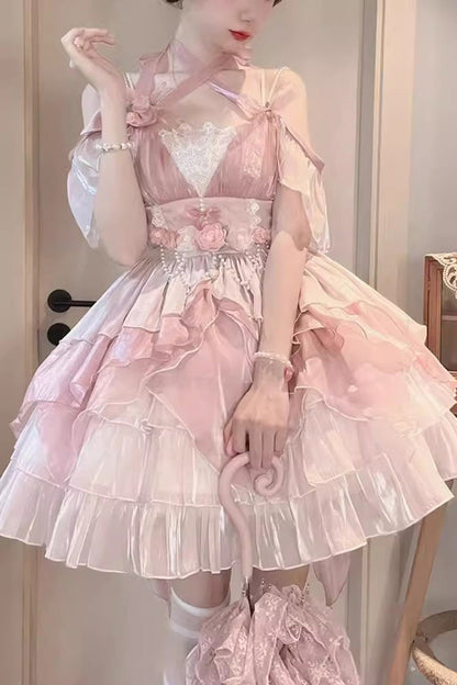 Lolita JSK Dress - Cat Fairy Multi-layer, Pink, Ruffled, Sweet Style - additional product view 4