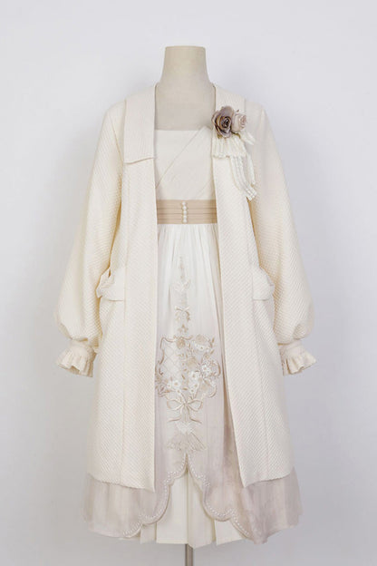 Lolita JSK Dress - Chinese Style Bronzing Flower, White, Embroidered, Sweet Style - additional product view 3