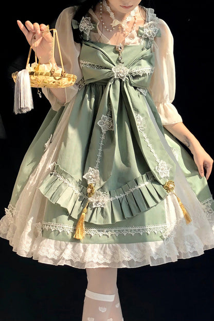 Lolita JSK Dress - Chinese Style Rainbow Fairy, 3 Colors, Sweet Style - S Green / M Green / L Green option