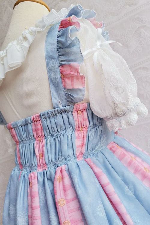 Lolita JSK Dress - Chocolate Cat Print, 3 Colors, High Waist, Ruffled, Printed - additional product view 8