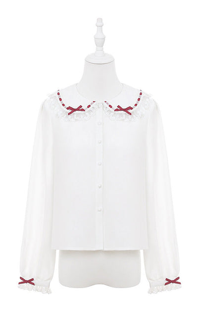 Lolita JSK Dress - Christmas Velvet Cake, Red, Bow Detail, Lace Trim, Ruffled - S Blouse / M Blouse / L Blouse option