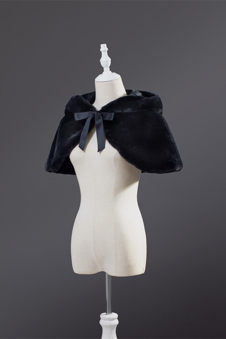 Lolita JSK Dress - Christmas Velvet Cake, Red, Bow Detail, Lace Trim, Ruffled - S Cape / M Cape / L Cape option