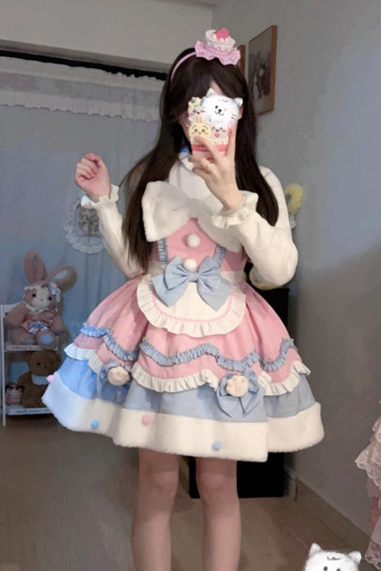 Lolita JSK Dress - Cream Snow Cat, 3 Colors, Sweet Style, Bow Detail, Ruffled - additional product view 7
