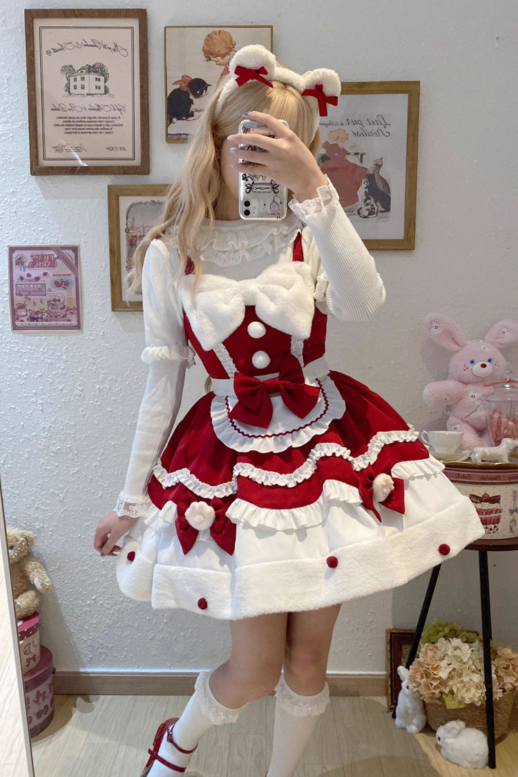 Lolita JSK Dress - Cream Snow Cat, 3 Colors, Sweet Style, Bow Detail, Ruffled - additional product view 9