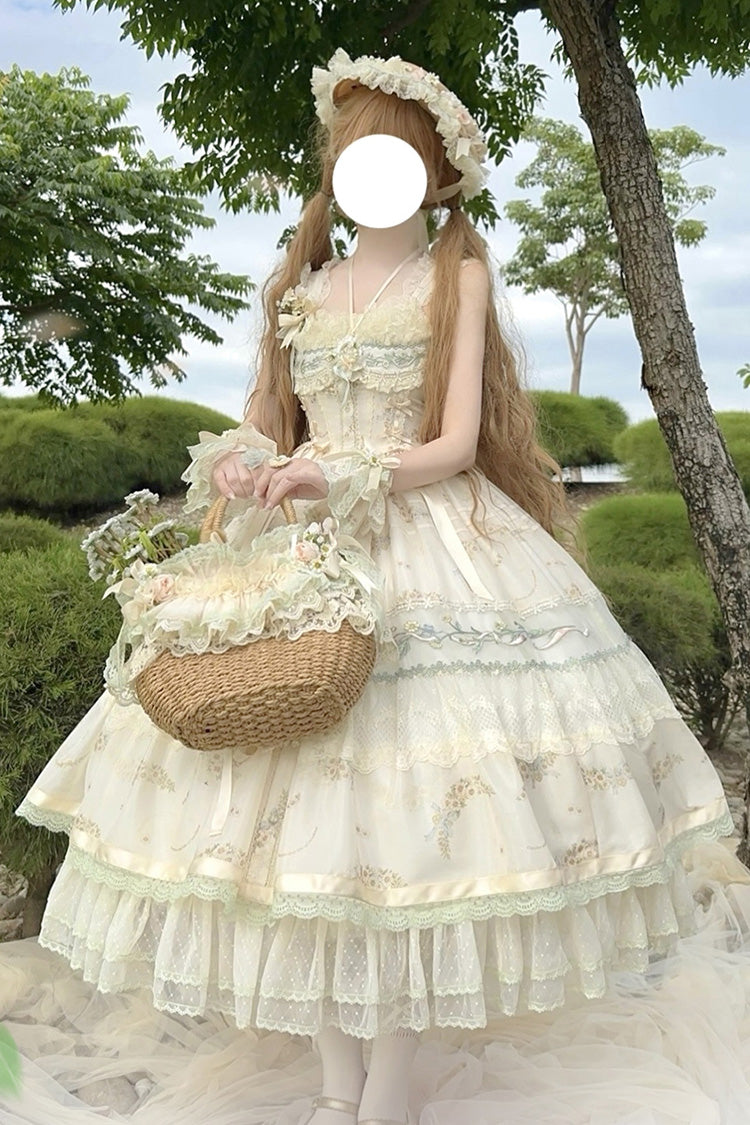 Lolita JSK Dress - Daisy Poetry, Multi-Color, Ruffled, Printed, Embroidered - additional product view 7