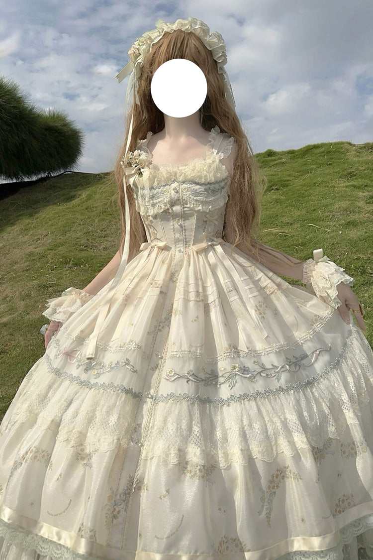 Lolita JSK Dress - Daisy Poetry, Multi-Color, Ruffled, Printed, Embroidered - additional product view 9