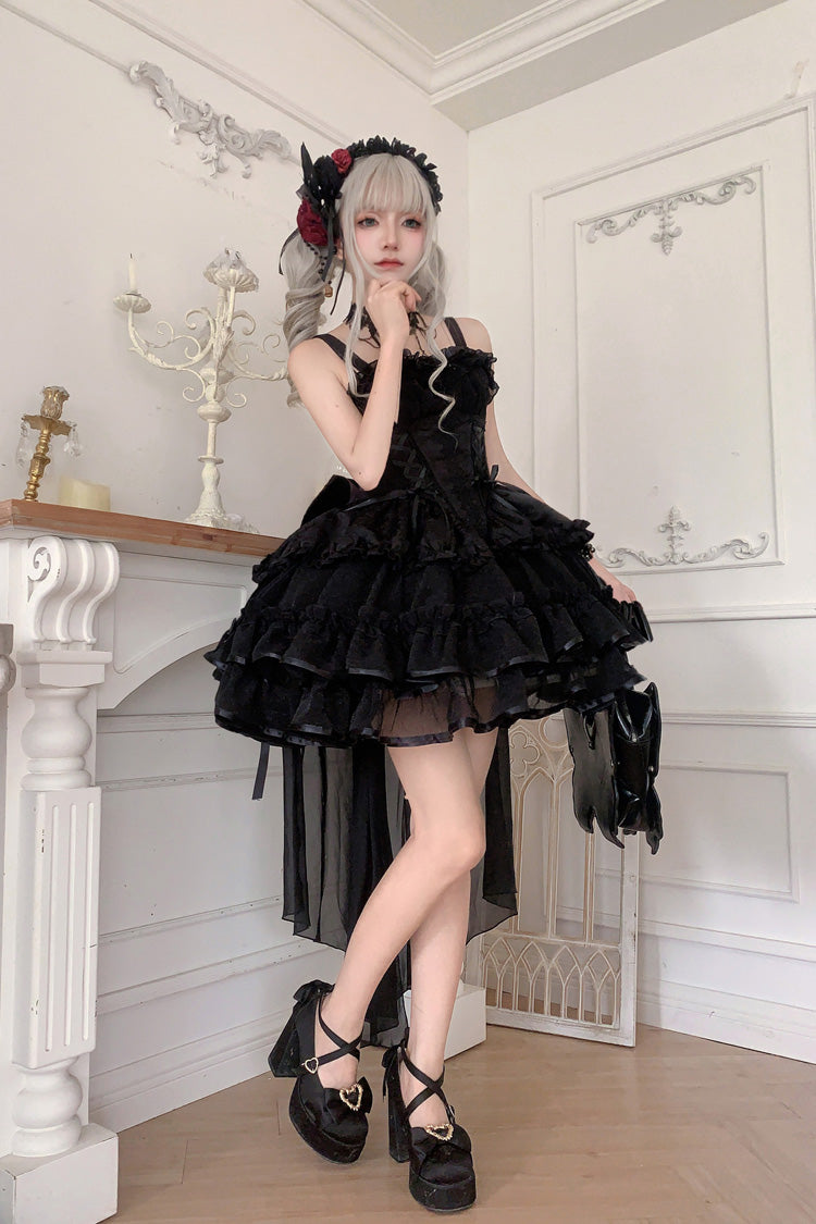 Lolita JSK Dress - Dance Of Time Triple-layered, 2 Colors, Lace-Up, Gothic Style - additional product view 2