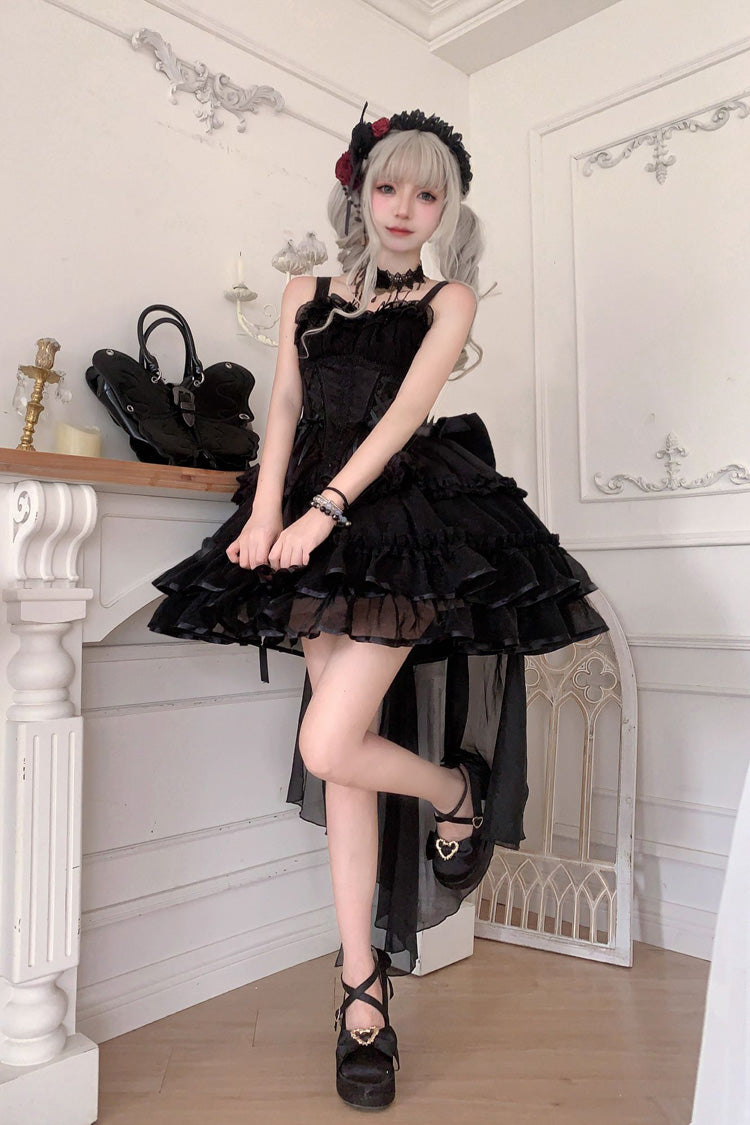 Lolita JSK Dress - Dance Of Time Triple-layered, 2 Colors, Lace-Up, Gothic Style - additional product view 4