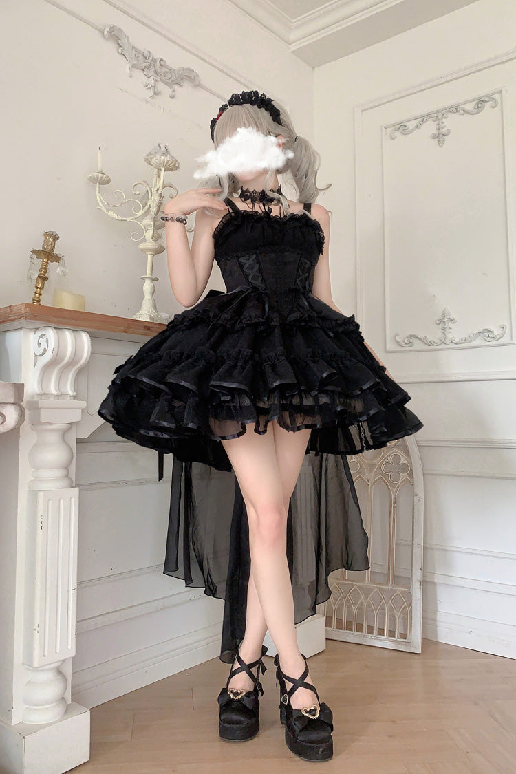 Lolita JSK Dress - Dance Of Time Triple-layered, 2 Colors, Lace-Up, Gothic Style - additional product view 5