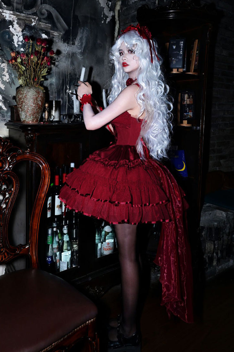 Lolita JSK Dress - Dance Of Time Triple-layered, 2 Colors, Lace-Up, Gothic Style - additional product view 6