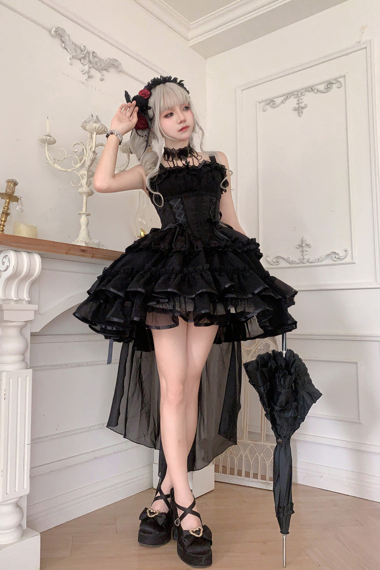 Lolita JSK Dress - Dance Of Time Triple-layered, 2 Colors, Lace-Up, Gothic Style - main product image