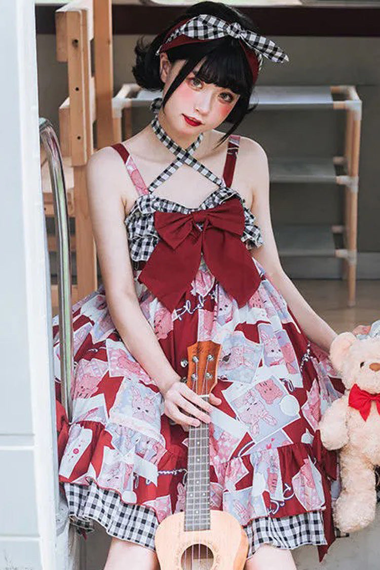 Lolita JSK Dress - Detachable Shoulder Strap &, 2 Colors, Detachable Detail, Sweet Style - S Red / M Red / L Red option