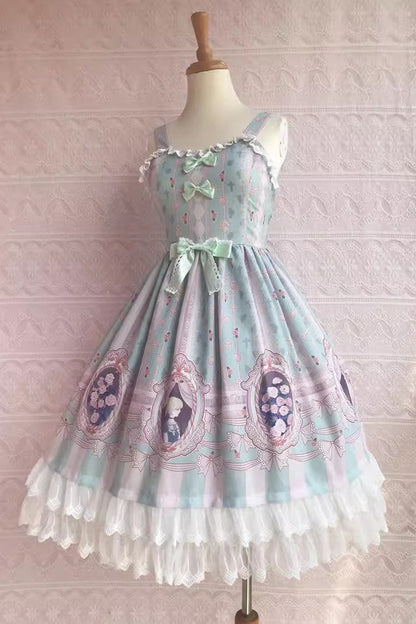 Lolita JSK Dress - Double Layer Rose Lover's Dream, 3 Colors, Ruffled, Printed - additional product view 2
