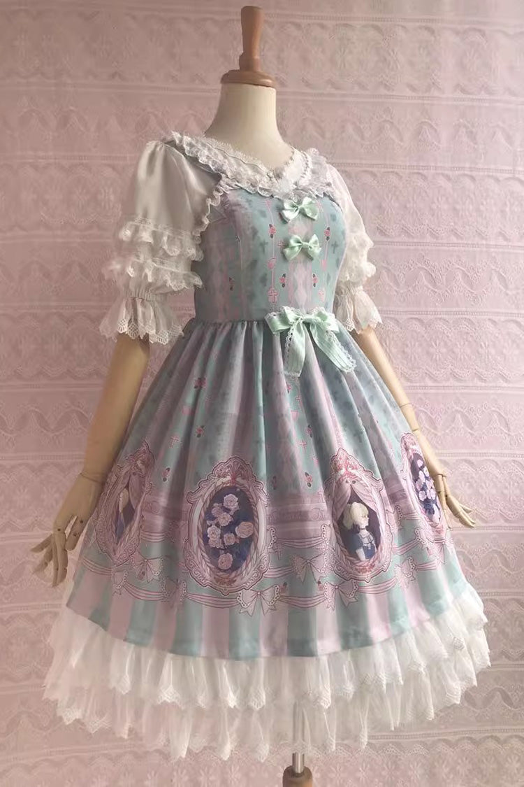 Lolita JSK Dress - Double Layer Rose Lover's Dream, 3 Colors, Ruffled, Printed - additional product view 3