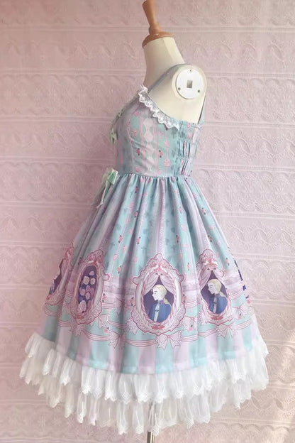 Lolita JSK Dress - Double Layer Rose Lover's Dream, 3 Colors, Ruffled, Printed - additional product view 4