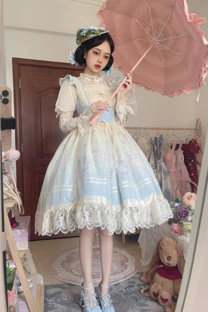 Lolita JSK Dress - Dream Doll Ballet Rabbit Print, 2 Colors, Sweet Style, Printed - additional product view 2